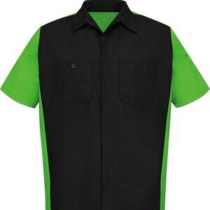 Red Kap SY20 Industrial Crew Shirt Black/Green XXL Short Sleeve Workwear Mechani